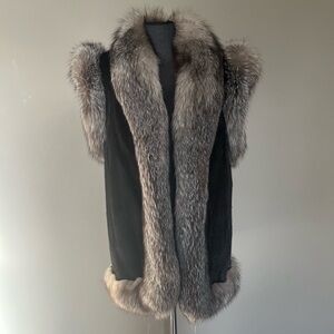 Luxurious Black and Gray Fur Women's Vest
